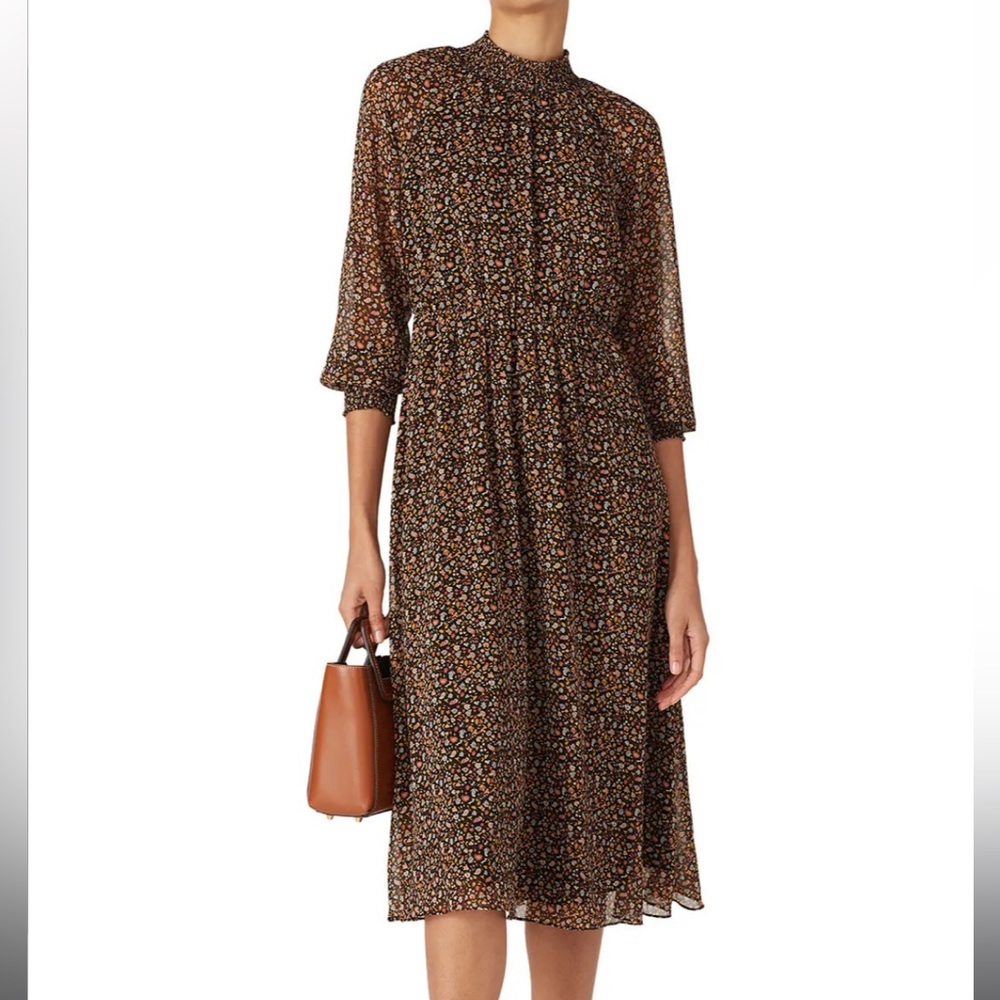 Madewell Floral Paisley Mock Neck Midi Dress